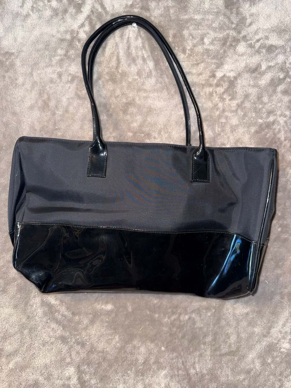Estee Lauder Black Nylon and Patent Tote Bag